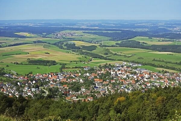 View of Denkingen and Baar from Dreifaltigkeitsberg, Baden-Wurttemberg, Germany, Europe