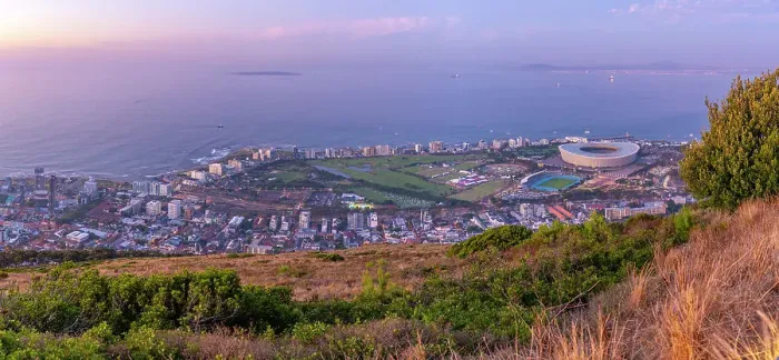 Framed Print : View of DHL Stadium in Cape Town from Signal Hill at dusk, Cape Town, Western Cape, South Africa, Africa Framed Print : View of DHL Stadium in Cape Town from Signal Hill at dusk, Cape Town, Western Cape, South Africa, Africa