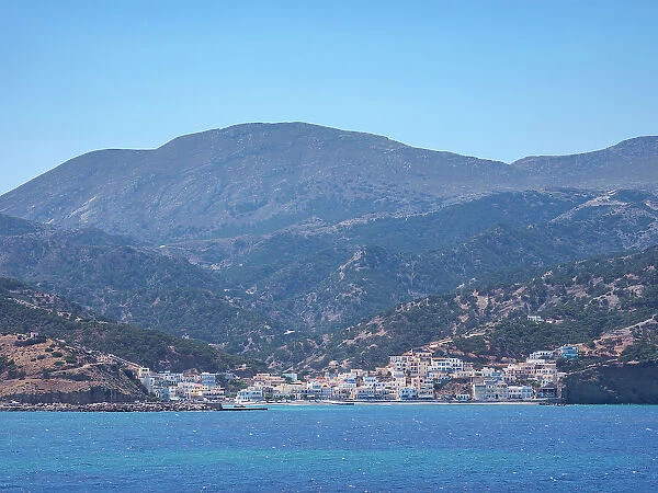 View towards the Diafani village, Karpathos Island, Dodecanese, Greek Islands, Greece, Europe