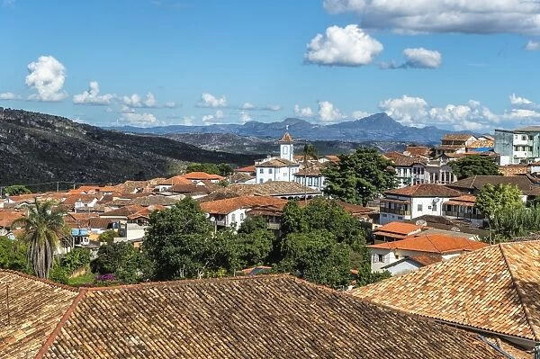 View over Diamantina and the Nossa Senhora do Amparo Church, Diamantina, UNESCO World Heritage Site, Minas Gerais, Brazil, South America