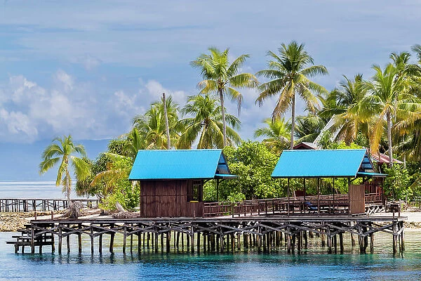 A view of the dive resort at Pulau Panaki, Raja Ampat, Indonesia, Southeast Asia, Asia