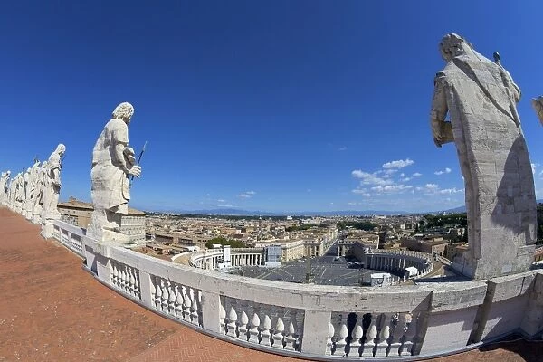View from the dome of St. Peters Basilica, Vatican, Rome, Lazio, Italy, Europe