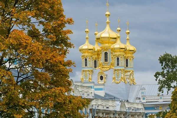 View of the domes of the Chapel of the Catherine Palace, UNESCO World Heritage Site