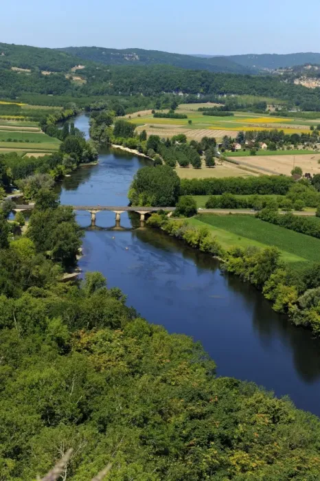 Framed Print : View of the Dordogne River, Bastide town of Domme, Les Plus Beaux Villages de France