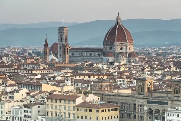 View of the Duomo with Brunelleschi Dome and Basilica di Santa Croce from Piazzale Michelangelo