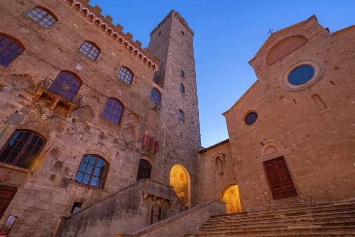Framed Print : View of Duomo di San Gimignano in Piazza del Duomo at dusk, San Gimignano, UNESCO World Heritage Site, Province of Siena, Tuscany, Italy, Europe Framed Print : View of Duomo di San Gimignano in Piazza del Duomo at dusk, San Gimignano, UNESCO World Heritage Site, Province of Siena, Tuscany, Italy, Europe
