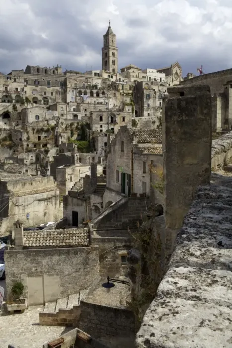 Framed Print : View of the Duomo and the Sassi of Matera, from the cliffside, Basilicata, Italy, Europe Framed Print : View of the Duomo and the Sassi of Matera, from the cliffside, Basilicata, Italy, Europe