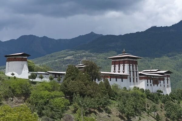 View of the Dzong in Bumthang, Bhutan, Asia
