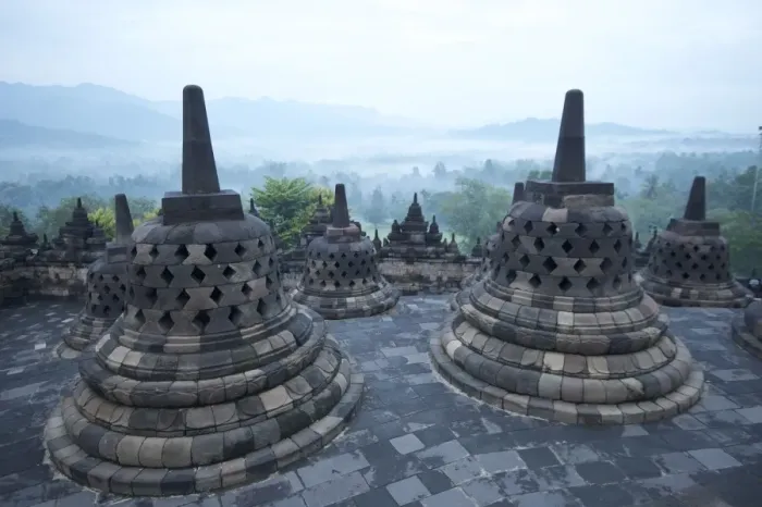 Framed Print : View over early morning monsoon mist lying across countryside, Borobudur Buddhist Temple, UNESCO World Heritage Site, Java, Indonesia, Southeast Asia, Asia Framed Print : View over early morning monsoon mist lying across countryside, Borobudur Buddhist Temple, UNESCO World Heritage Site, Java, Indonesia, Southeast Asia, Asia