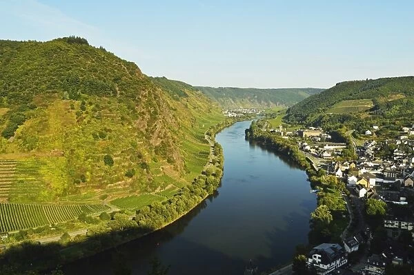 View of Ebernach and Moselle River (Mosel), Rhineland-Palatinate, Germany, Europe