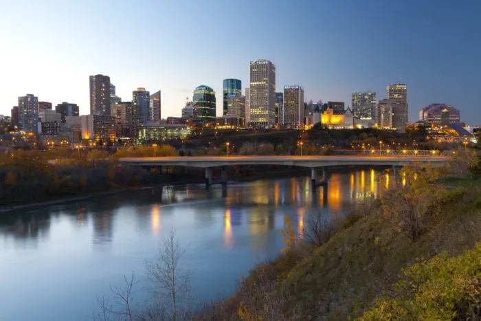 Framed Print : View of the Edmonton Skyline reflected in the North Saskatchewan River, Edmonton Framed Print : View of the Edmonton Skyline reflected in the North Saskatchewan River, Edmonton