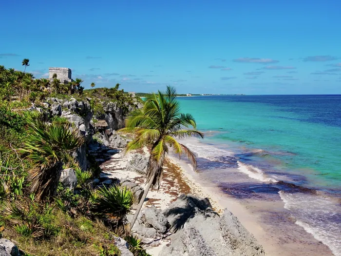 Framed Print : View towards El Castillo and Temple of the God of Wind, Tulum Archeological Site, Quintana Roo State, Mexico Framed Print : View towards El Castillo and Temple of the God of Wind, Tulum Archeological Site, Quintana Roo State, Mexico