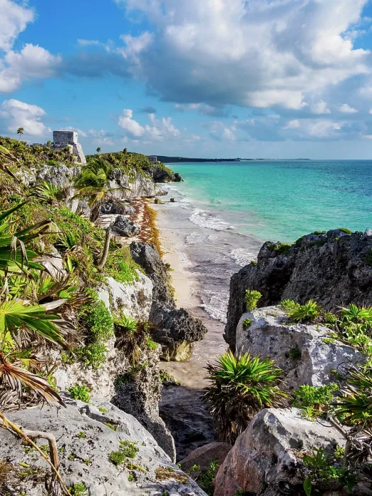 Framed Print : View towards El Castillo and Temple of the God of Wind, Tulum Archeological Site, Quintana Roo State, Mexico Framed Print : View towards El Castillo and Temple of the God of Wind, Tulum Archeological Site, Quintana Roo State, Mexico