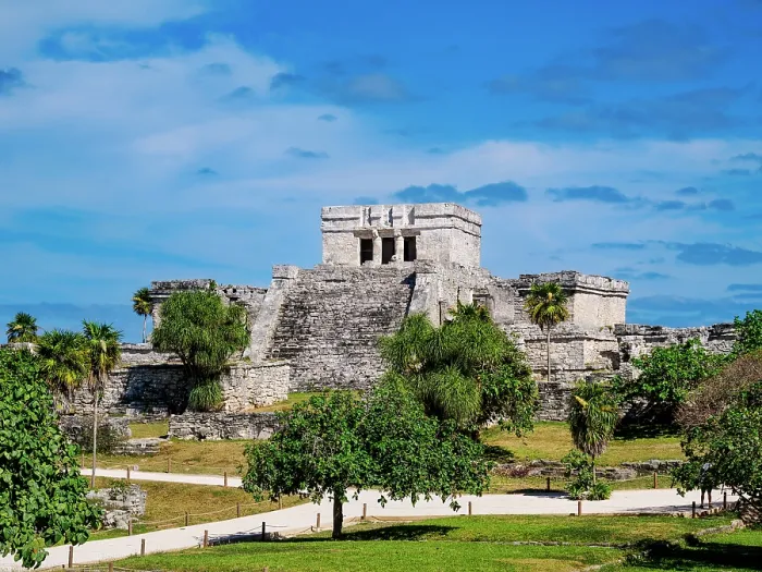 Framed Print : View towards El Castillo, Tulum Archeological Site, Quintana Roo State, Mexico