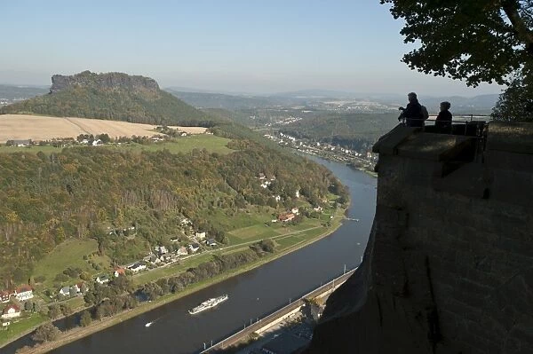 View of the Elbe River from Konigstein Fortress, Saxony, Germany, Europe