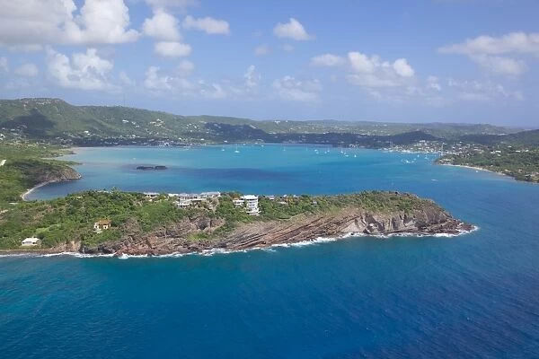 View of entrance to Falmouth Harbour, Antigua, Leeward Islands, West Indies, Caribbean, Central America