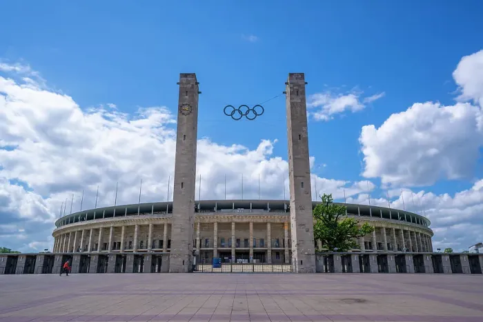 Framed Print : View of exterior of Olympiastadion Berlin, built for the 1936 Olympics, Berlin, Germany, Europe