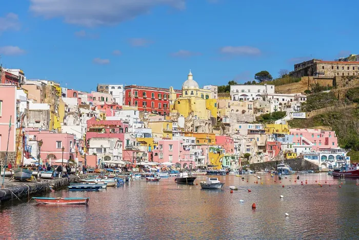 Framed Print : View of the famous colourful Italian fishing village of Marina Corricella, Procida island, Tyrrhenian Sea, Naples district, Naples Bay, Campania region, Italy, Europe Framed Print : View of the famous colourful Italian fishing village of Marina Corricella, Procida island, Tyrrhenian Sea, Naples district, Naples Bay, Campania region, Italy, Europe