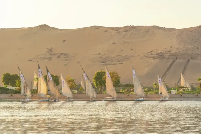 Framed Print : View of fellucas on the Nile river during golden hour, Aswan, Nubia, Egypt, North Africa, Africa Framed Print : View of fellucas on the Nile river during golden hour, Aswan, Nubia, Egypt, North Africa, Africa
