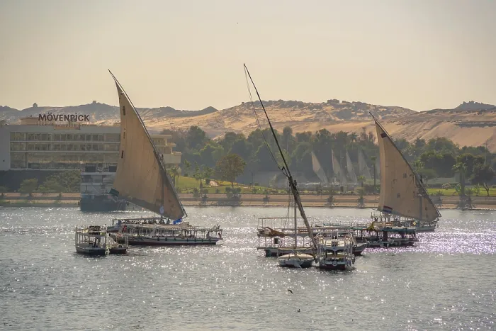 Framed Print : View of fellucas on the Nile river on a sunny day, Aswan, Nubia, Egypt, North Africa, Africa Framed Print : View of fellucas on the Nile river on a sunny day, Aswan, Nubia, Egypt, North Africa, Africa