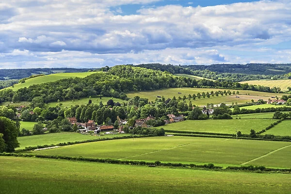 View from Fingest Wood to Fingest Village and Cadmore End in the Chiltern Hills near High
