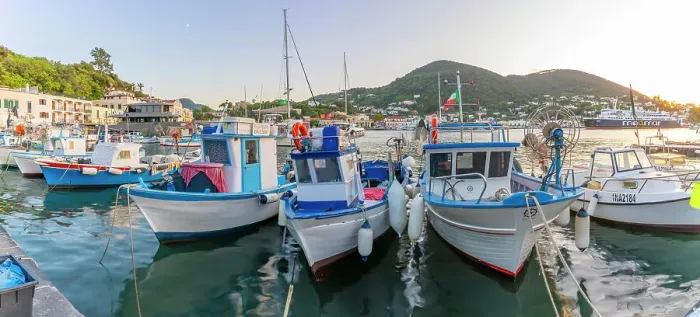 Framed Print : View of fishing boats in Porto d'Ischia at sunset, Port of Ischia, Island of Ischia, Campania, Italy, Europe Framed Print : View of fishing boats in Porto d'Ischia at sunset, Port of Ischia, Island of Ischia, Campania, Italy, Europe