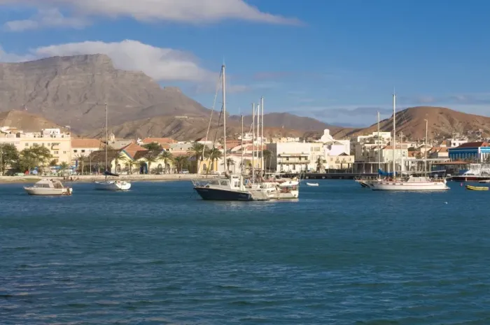 Framed Print : View of fishing port and city, San Vincente, Mindelo, Cape Verde Islands Framed Print : View of fishing port and city, San Vincente, Mindelo, Cape Verde Islands