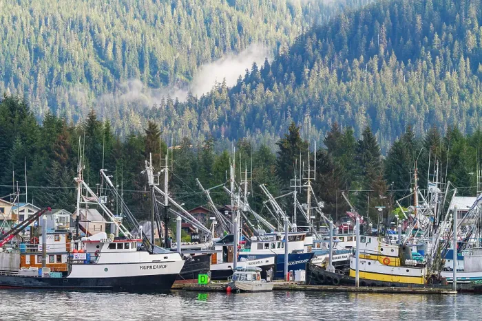 Framed Print : View of the Fishing town of Petersburg, Southeast Alaska, United States of America Framed Print : View of the Fishing town of Petersburg, Southeast Alaska, United States of America
