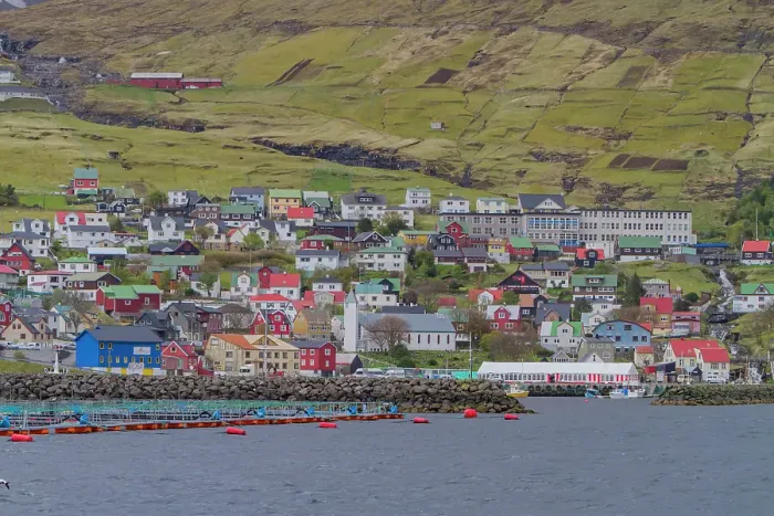 Framed Print : View of the fishing town of Westmanna on the west side of Streymoy Island in the Faroe Islands, Denmark Framed Print : View of the fishing town of Westmanna on the west side of Streymoy Island in the Faroe Islands, Denmark