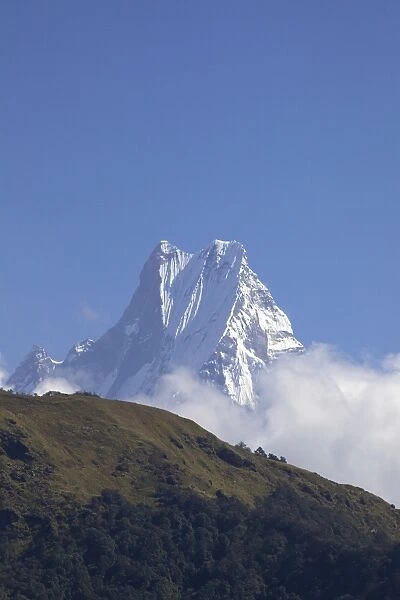View of Fishtail mountain (Machhapuchhare), from trail between Ghorepani and Tadapani