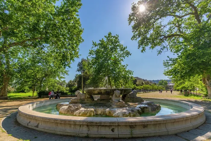 Framed Print : View of Fontana della Tazza di Porfido in Villa Comunale city gardens, Naples, Campania, Italy, Europe Framed Print : View of Fontana della Tazza di Porfido in Villa Comunale city gardens, Naples, Campania, Italy, Europe