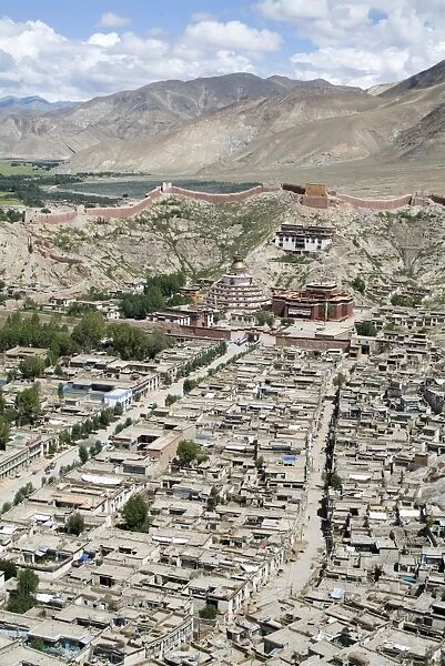 View from Fort, including Kumbum, Gyantse, Tibet, China, Asia