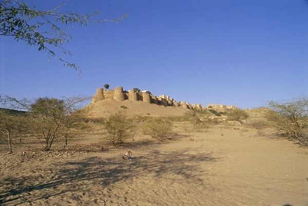View of the fortified old city of Jaisalmer in the Thar Desert