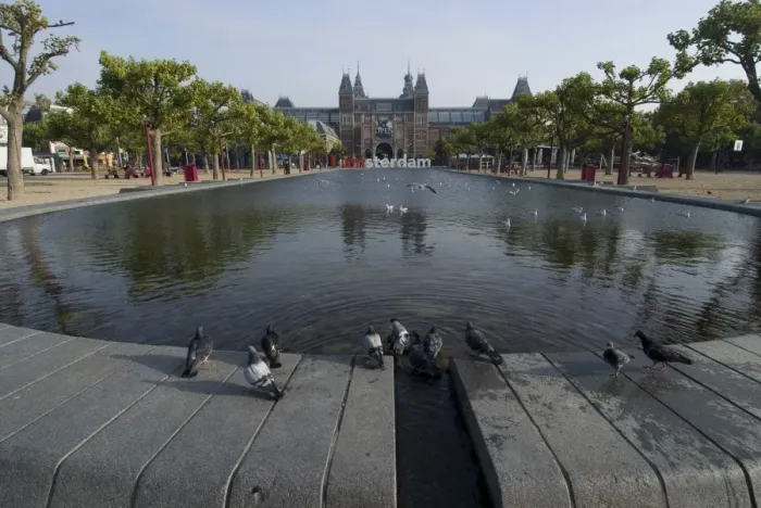Framed Print : View of fountain looking towards Rijksmuseum, Amsterdam, Netherlands, Europe Framed Print : View of fountain looking towards Rijksmuseum, Amsterdam, Netherlands, Europe