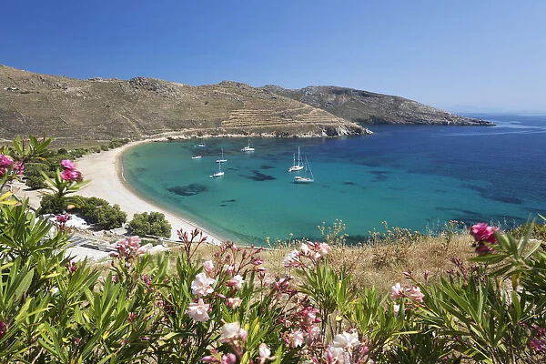 View over Ganema beach on islands south coast, Serifos, Cyclades, Aegean Sea, Greek Islands