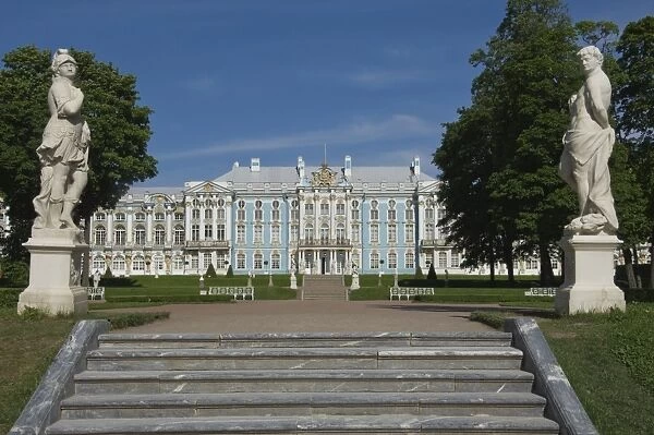 View from the garden walk to the Catherine Palace, St. Petersburg, Russia, Europe