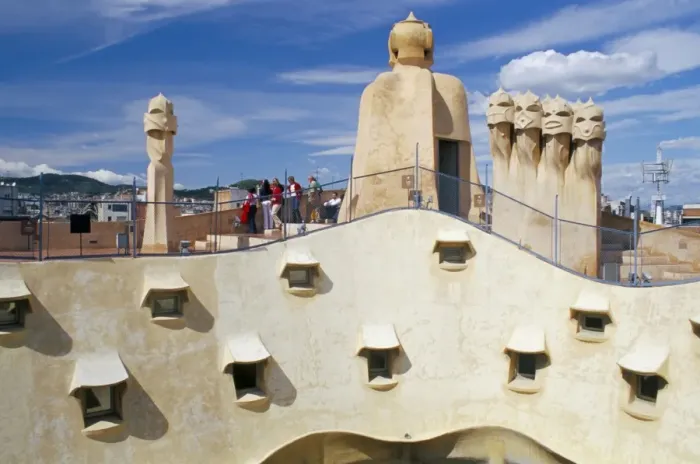 Framed Print : View of Gaudis Casa Mila modernist roof terrace Framed Print : View of Gaudis Casa Mila modernist roof terrace