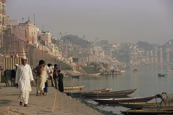 View along the ghats by the River Ganges (Ganga)