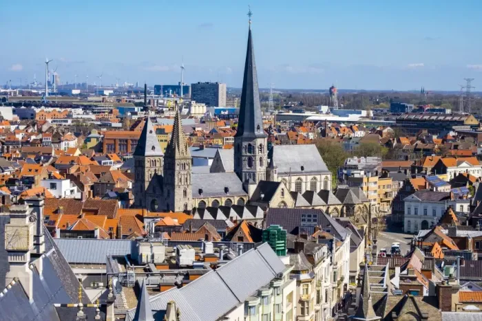 Framed Print : View of Ghent old town from Het Belfort van Gent, the 14th century belfry, Ghent Framed Print : View of Ghent old town from Het Belfort van Gent, the 14th century belfry, Ghent