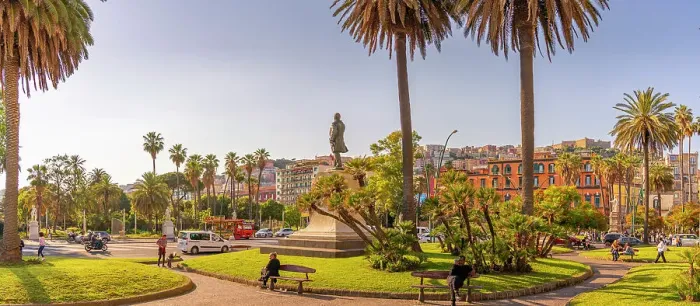 Framed Print : View of Giovanni Nicotera statue and colourful architecture in Piazza della Vittoria, Naples, Campania, Italy, Europe Framed Print : View of Giovanni Nicotera statue and colourful architecture in Piazza della Vittoria, Naples, Campania, Italy, Europe