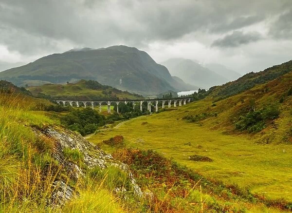 View of the Glenfinnan Viaduct, Highlands, Scotland, United Kingdom, Europe