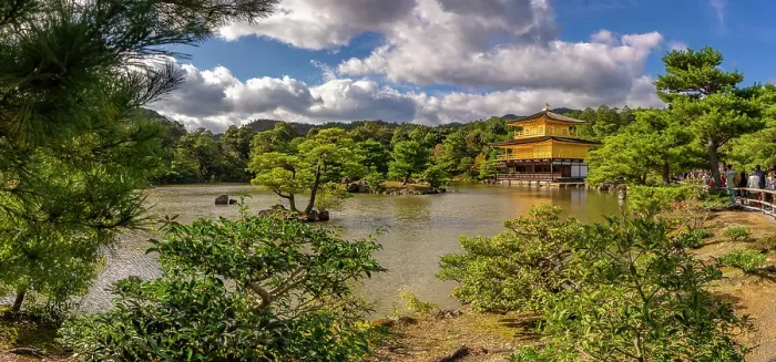Framed Print : View of Golden Temple (Kinkaku-ji) (Temple of the Golden Pavilion), UNESCO, Kyoto, Honshu, Japan