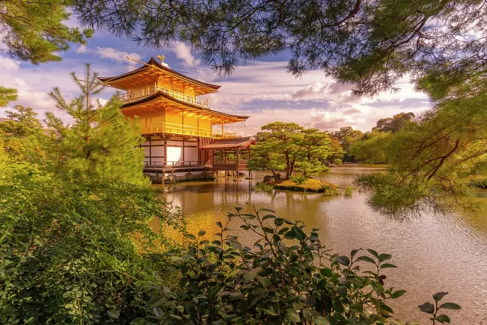Framed Print : View of Golden Temple (Kinkaku-ji) (Temple of the Golden Pavilion), UNESCO, Kyoto, Honshu, Japan Framed Print : View of Golden Temple (Kinkaku-ji) (Temple of the Golden Pavilion), UNESCO, Kyoto, Honshu, Japan