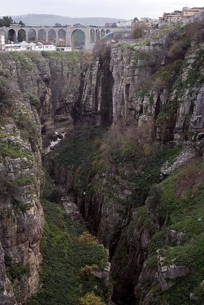 View of the gorge that runs through the city, Constantine, Algeria, North Africa, Africa