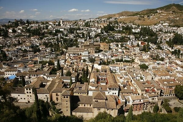 View over Granada from the Alcazaba, Alhambra Palace, Granada, Andalucia, Spain, Europe