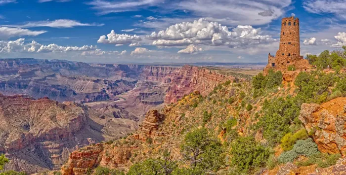 Framed Print : View of Grand Canyon west of the historic Watch Tower, managed by the National Park Framed Print : View of Grand Canyon west of the historic Watch Tower, managed by the National Park