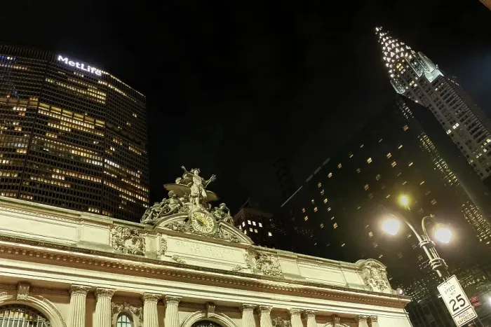 Framed Print : View of Grand Central Terminal at night, a commuter rail terminal located in Midtown Manhattan, New York City, United States of America, North America