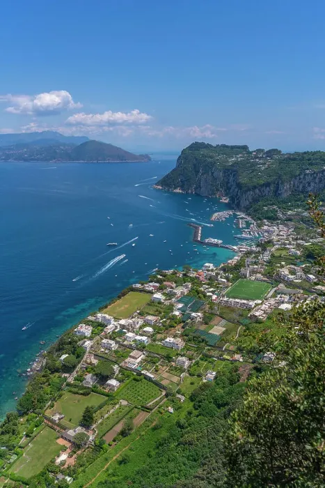 Framed Print : View of Grande Marina from Anacapri panorama view point, Anacapri, Isle of Capri, Bay of Naples, Campania, Italy, Mediterranean, Europe