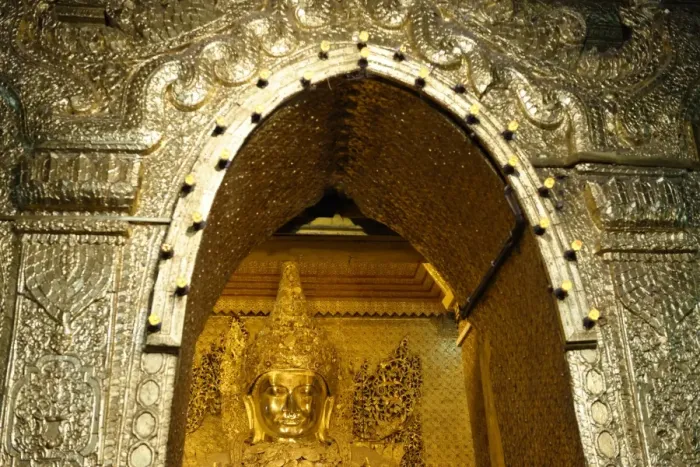 Framed Print : View of the Great Image, Mahamuni Buddha Temple, Mandalay division, Republic of the Union of Myanmar (Burma), Asia