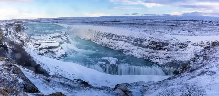 Framed Print : View of Gullfoss Waterfall on the Hvita River in winter, Western Region, Iceland Framed Print : View of Gullfoss Waterfall on the Hvita River in winter, Western Region, Iceland